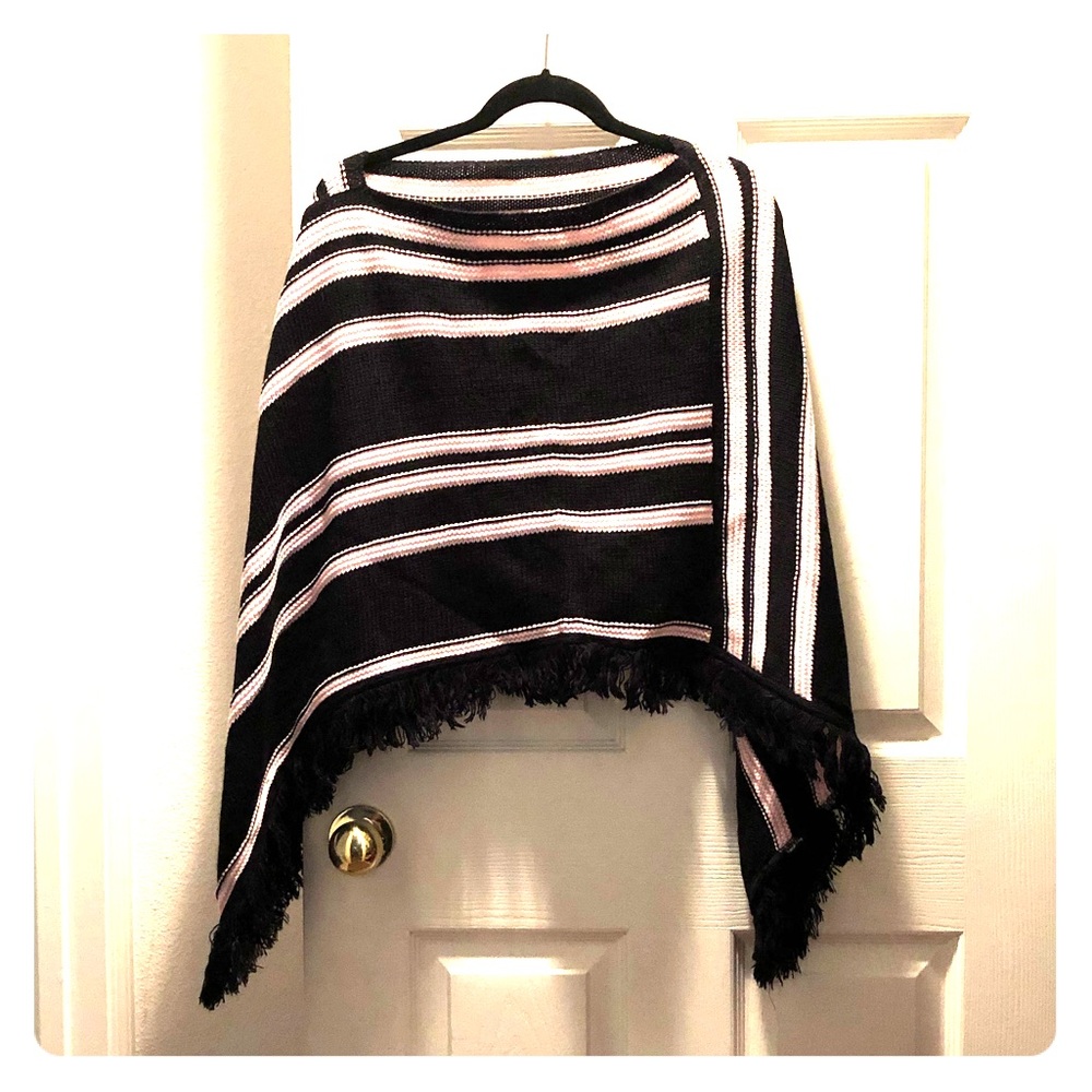 ✅FREE WITH PURCHASE✅ PINK & BLACK STIPE PONCHO